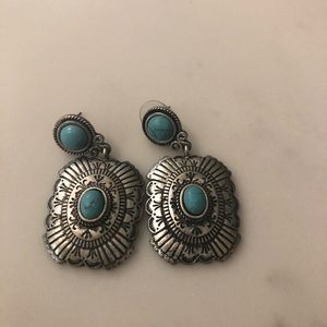 Silver, turquoise earrings